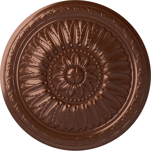 Ekena Millwork Temple Ceiling Medallion (Fits Canopies up to 9 1/4"), Hand-Painted Copper Penny, 24"OD x 1 5/8"P CM24TECPS - main